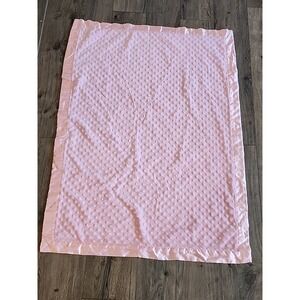 baby CONNECTION  plush lovey security blanket satin dots dot pink  minky 28x38
